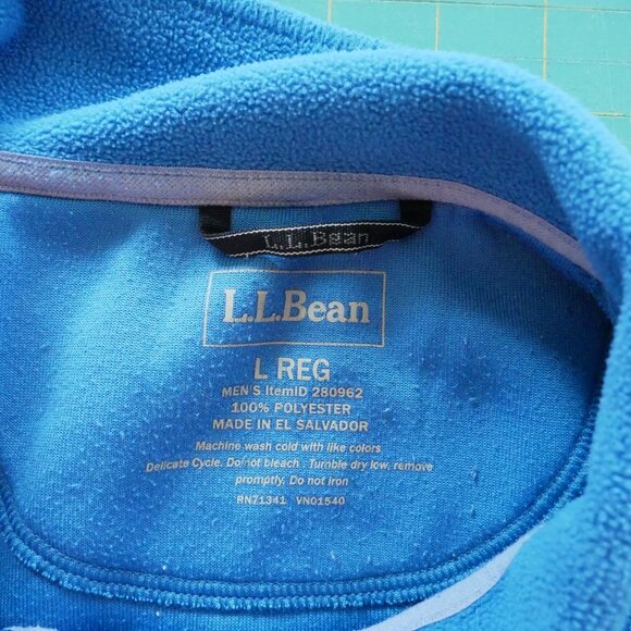 L.L. Bean Long Sleeve 1/4 Zip Fleece Pullover Blue Mens Size Large Regular - Picture 6 of 6